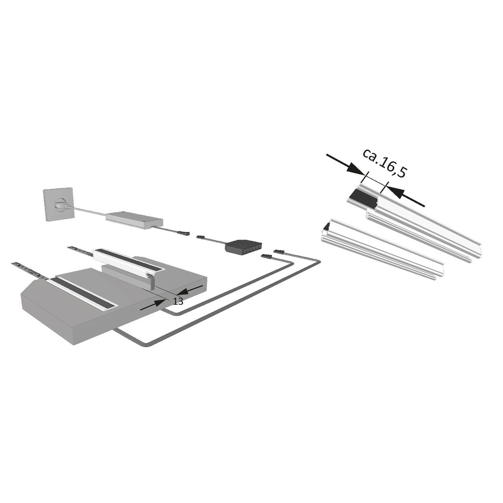 FORMAT Möbelkanten-Einbauprofil,L 2000mm, ChannelLine L, opal Produktbild img4 L