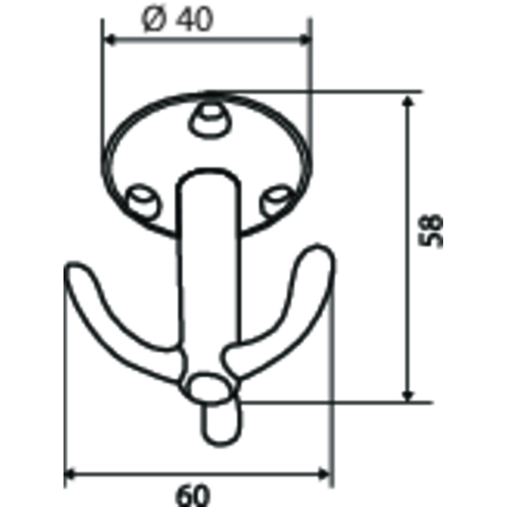 Wilesco Garderob.-Hut- und Mantelhaken,Dreifachhaken, Bestla,H58mm,Aluminium EV1 poliert Produktbild img2 L
