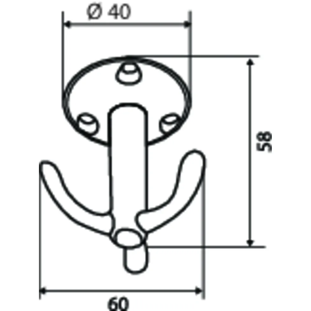 Wilesco Garderob.-Hut- und Mantelhaken,Dreifachhaken, Bestla,H58mm,Aluminium EV1 poliert Produktbild img2 L