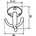 Produktbild von Wilesco - Garderob.-Hut- und Mantelhaken,Dreifachhaken, Bestla,H58mm,Aluminium 