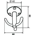 Wilesco Garderob.-Hut- und Mantelhaken,Dreifachhaken, Bestla,H58mm,Aluminium EV1 poliert Produktbild img2 S