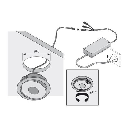 Produktbild von HALEMEIER - Möbel-LED Spot-Leuchten, schwenkbar, Swing, aluminiumoptik, warmwei