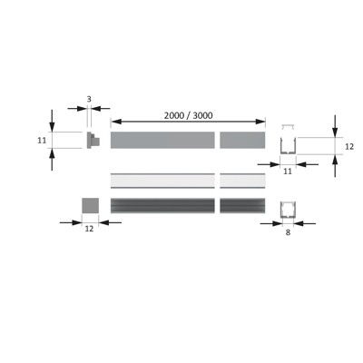 Produktbild von FORMAT - Möbelkanten-Einbauprofil,L 3000mm, ChannelLine I3, silberfarbig, Abd. 