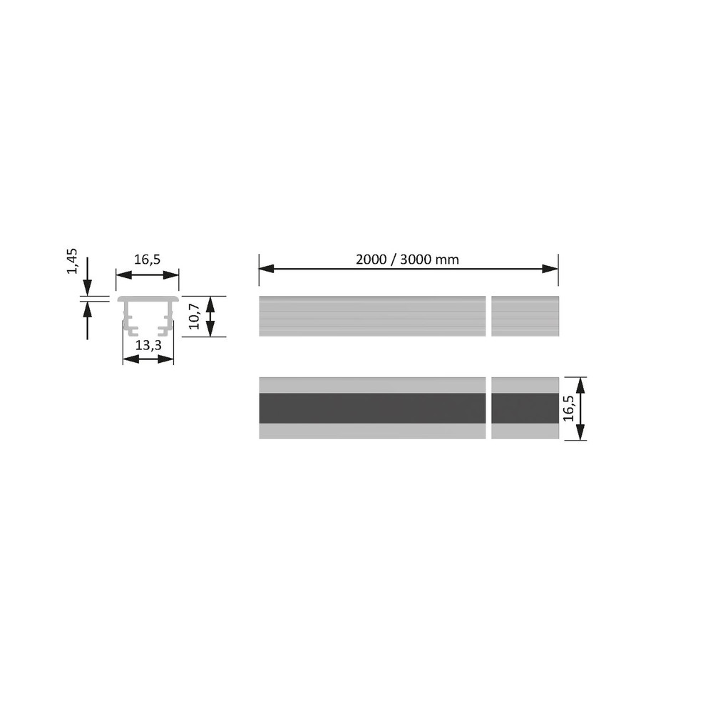 FORMAT Möbelkanten-Einbauprofil,L 2000mm, ChannelLine L, opal Produktbild img6 L