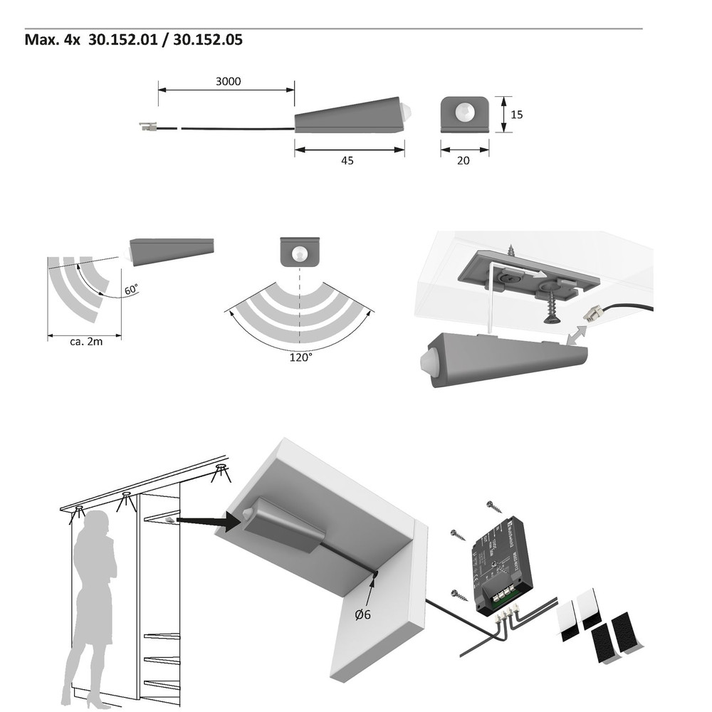 FORMAT PIR-Sensor, MultiSwitch2,Ø 35mm,Höhe 15mm, schwarz Produktbild img7 L