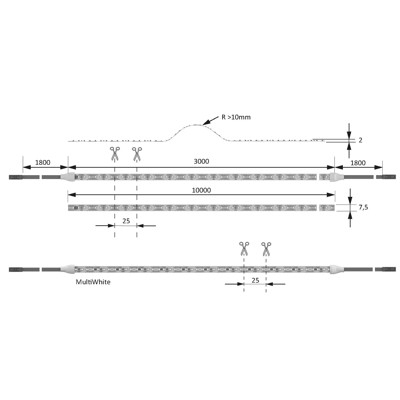 Produktbild von FORMAT - MB-LED-Anbauleuchte,Versa In 160,selbstklebend,cw, 3000mm, 12 Volt DC