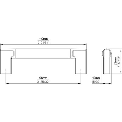 Produktbild von FORMAT - MB-Griff, Lea,B12x96mm,H32mm, schwarz, matt