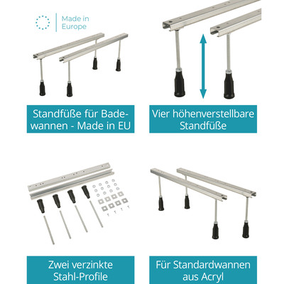 Produktbild von Calmwaters - Rechteckwanne Komplettset Modern Select 170 x 75 cm, Duowanne mit 
