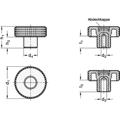 Produktbild von Ganter Norm® - Kordelgriffe, Kunststoff, Abdeckkappe farbig (534-40-B6-SW-DOR)