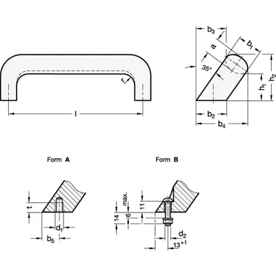 Produktbild von Ganter Norm® - Schräge Bügelgriffe, Aluminium (565.2-26-160-B-EL)