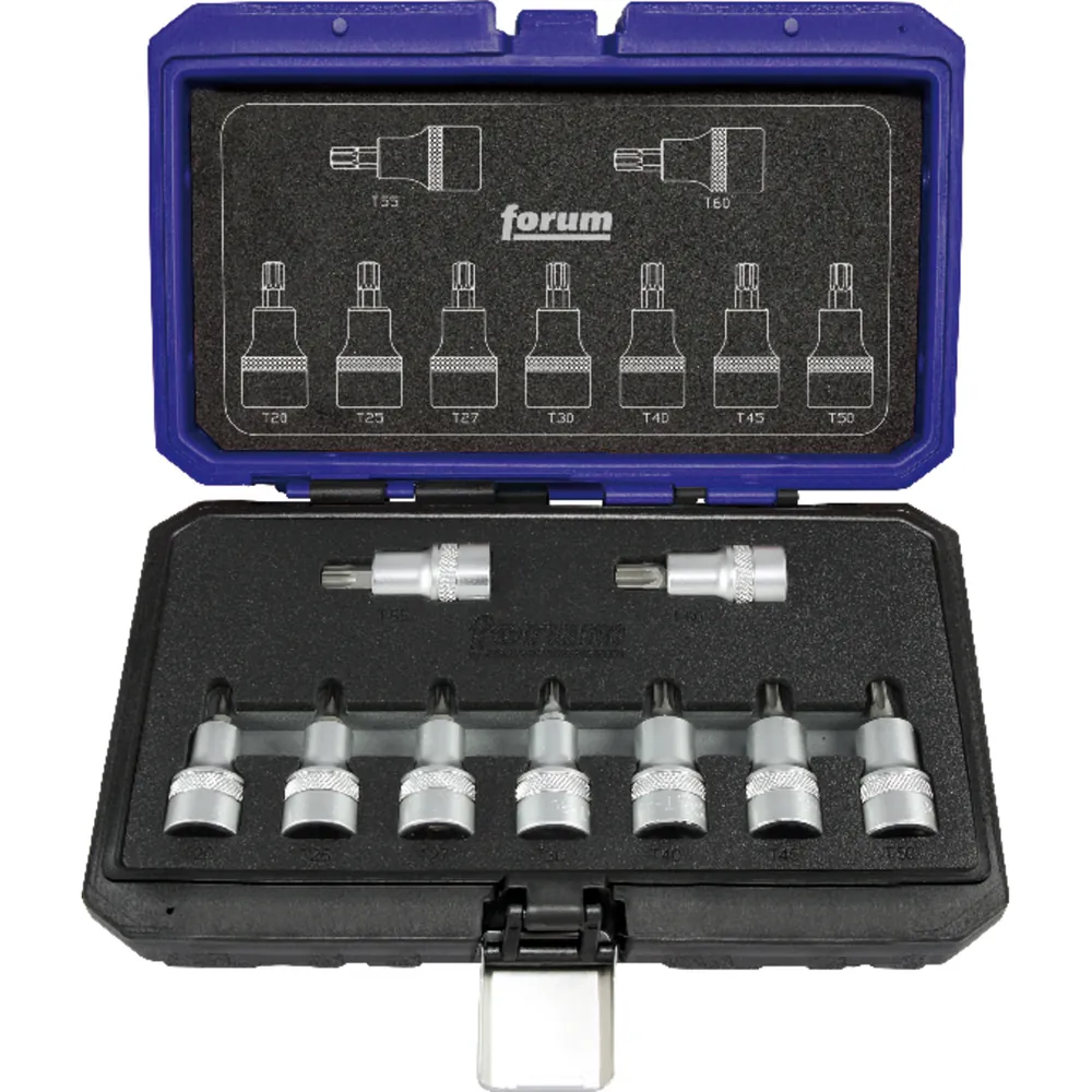 forum Schraubendreher-Einsatz-Garnitur 1/2" für TORX® 9-teilig T20 - T60 Produktbild img1 L