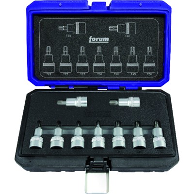 Produktbild von forum® - Schraubendreher-Einsatz-Garnitur 1/2" für TORX® 9-teilig T20 - T60