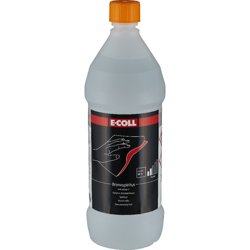 E-COLL Brennspiritus silikonfrei, Ethylalkohol, 94% Vol. 1 L Dose Produktbild img1 L