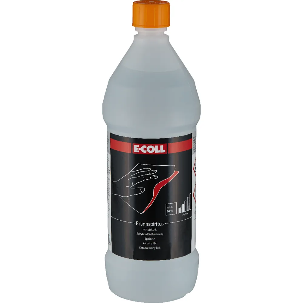 E-COLL Brennspiritus silikonfrei, Ethylalkohol, 94% Vol. 1 L Dose Produktbild img1 L