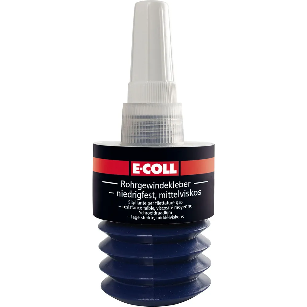 E-COLL Rohrgewindekleber niedrigfest, mittelviskos, silikonfrei 50ml Flasche Produktbild img1 L