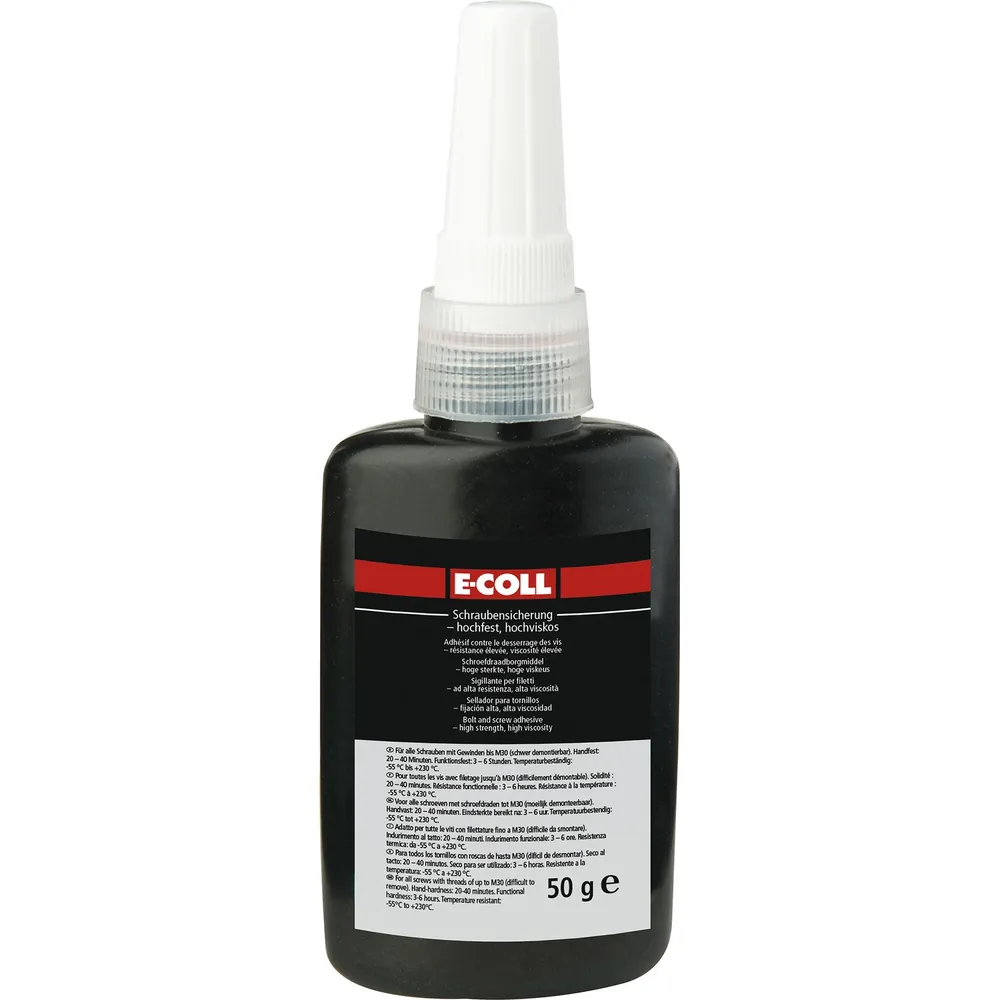 E-COLL Schraubensicherung rot hochfest, hochviskos silikonfrei 50ml Flasche Produktbild img1 L