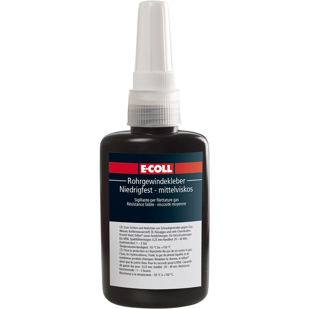 E-COLL Rohrgewindekleber hochfest, mittelviskos, silikonfrei 50ml Flasche Produktbild img1 L