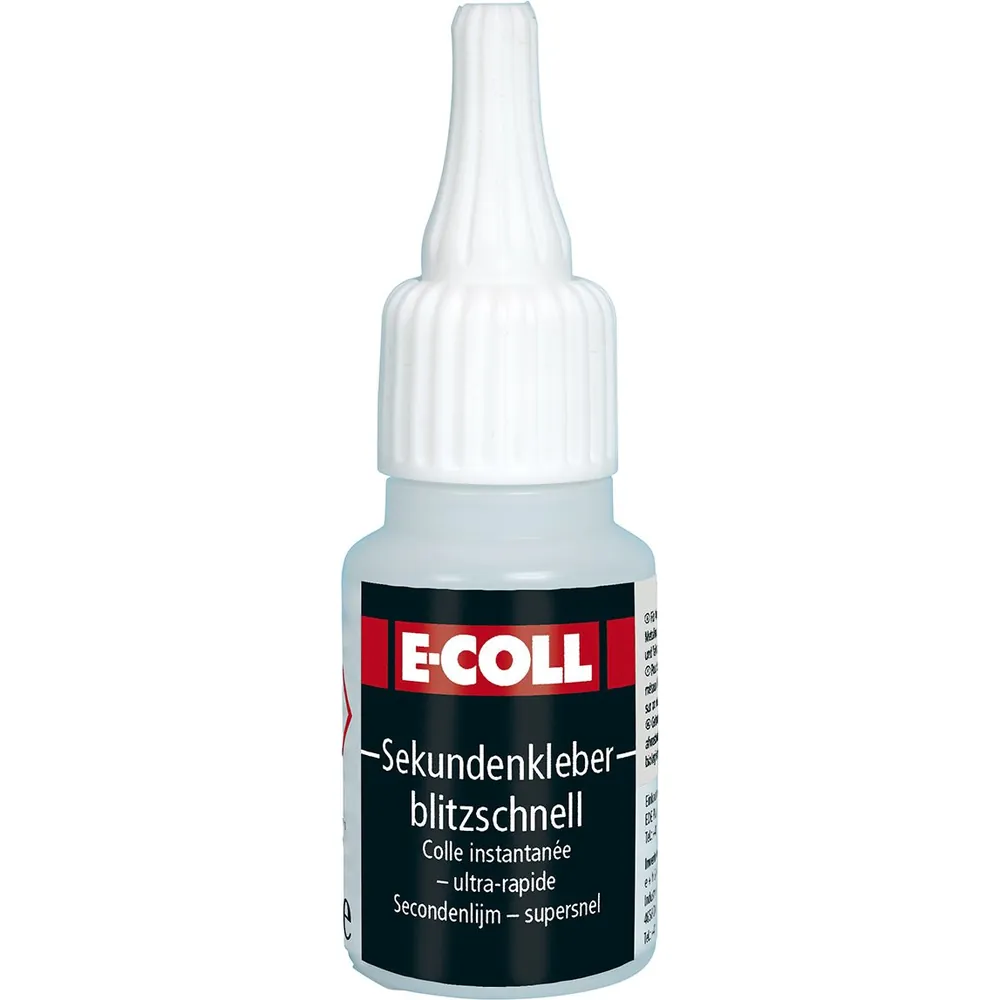 E-COLL Sekundenkleber blitzschnell, silikonfrei, EPDM-Eignung, 20g Flasche Produktbild img1 L