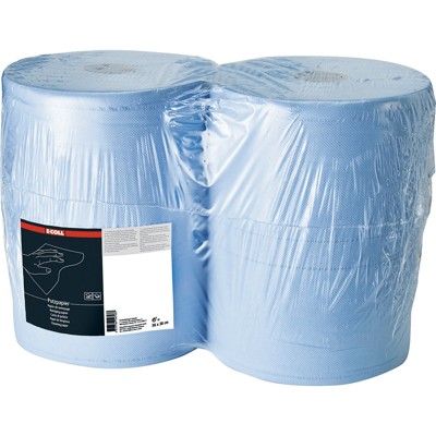 Produktbild von E-COLL - Putzpapier 2-lagig blau 1000 Abrisse Rollenbreite 38cm, Blattlänge 36c