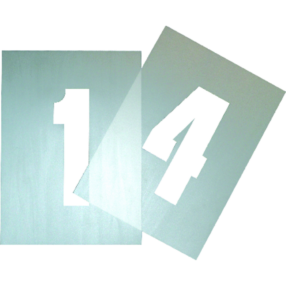 E-COLL Schablonensatz 150mm, 59-teilig mit Buchstaben, Zahlen, Richtungspfeile Produktbild img1 L