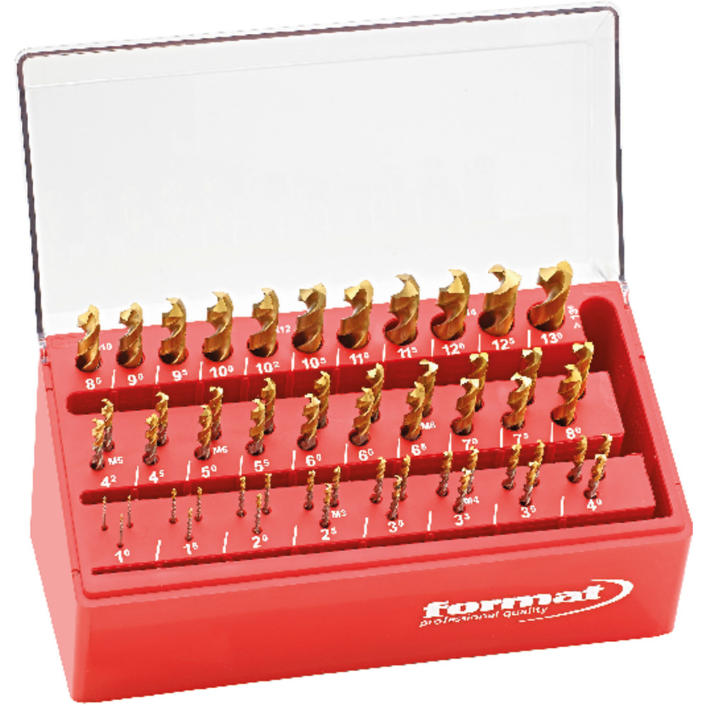 FORMAT Spiralbohrer-Set DIN 338 HSS TiN-TIP 1,0-10,0mm um 0,5mm steigend 19-teilig Produktbild img3 L