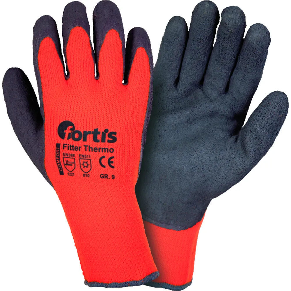 FORTIS Schutzhandschuh Fitter Thermo, Kat. II, orange/anthrazitgrau Produktbild img1 L