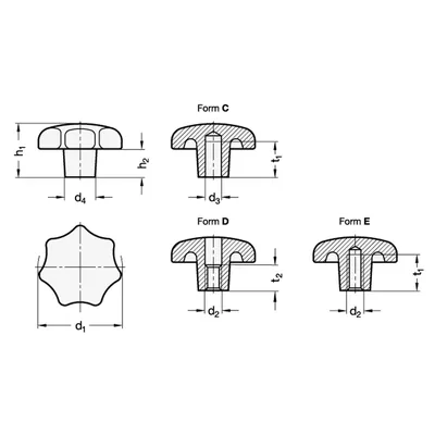 Produktbild von Ganter Norm® - Sterngriffe, Aluminium (6336-AL-40-M8-D-MT)