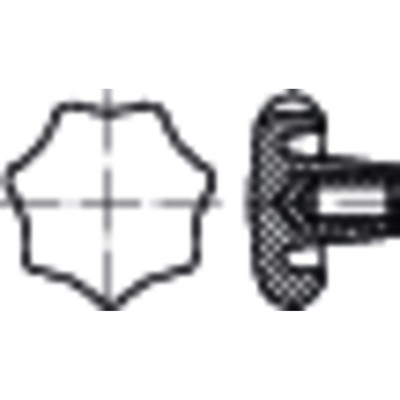 Produktbild von null - Sterngriff DIN 6336 Kunststoff schwarz Form K-Ms mit Messing-Gewindebuch