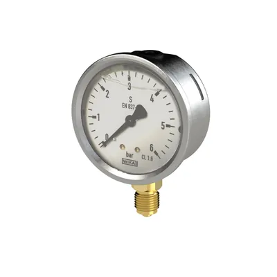 Produktbild von RIEGLER - Glyzerinmanometer, CrNi-Stahl, G 1/2 unten, -1 / +1,5 bar, Ø 100 (720