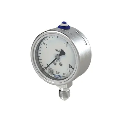 Produktbild von RIEGLER - Manometer, CrNi-Stahl, G 1/2 radial unten, 0 - 6,0 bar, Ø 100 (4032)