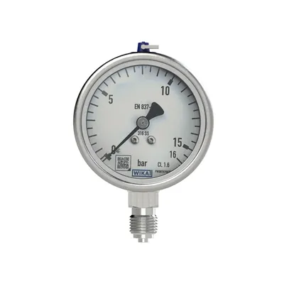 Produktbild von RIEGLER - Manometer, CrNi-Stahl, G 1/2 radial unten, 0 - 6,0 bar, Ø 100 (4032)