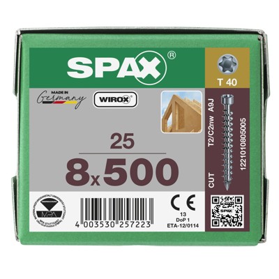 Produktbild von SPAX® - Zylinderkopf-Holzbauschraube Stahl WIROX CUT-Spitze VG T-STAR plus, ø8 