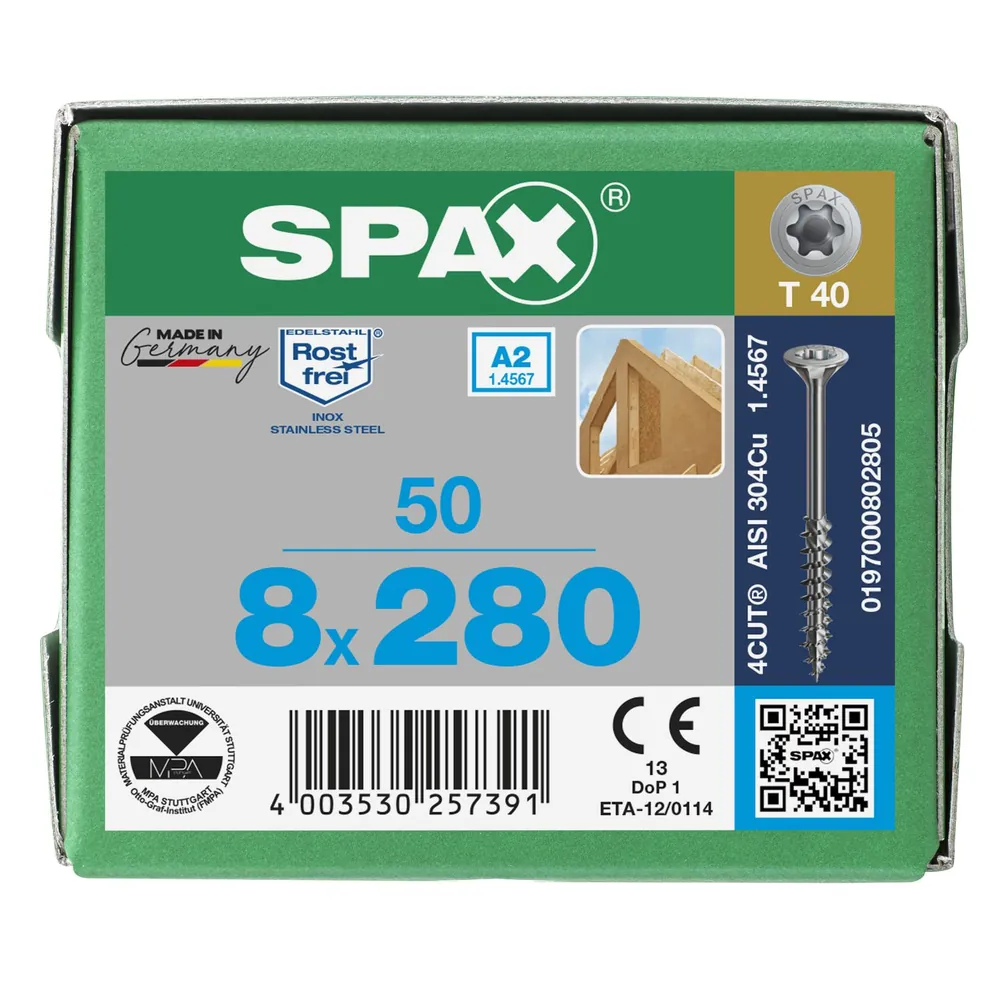 SPAX Senkkopfschrauben selbstschneidend Edelstahl A2 beschichtet silber Produktbild img1 L