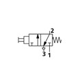 Produktbild von RIEGLER - 3/2-Miniventil, manuell, Druckknopf, NC, monostabil, M5 seitl.rot (51