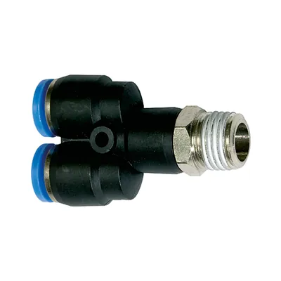 Produktbild von RIEGLER - Y-Steckverschraubung »Blaue Serie«, drehbar, R 1/8 außen, Ø 6 mm (134