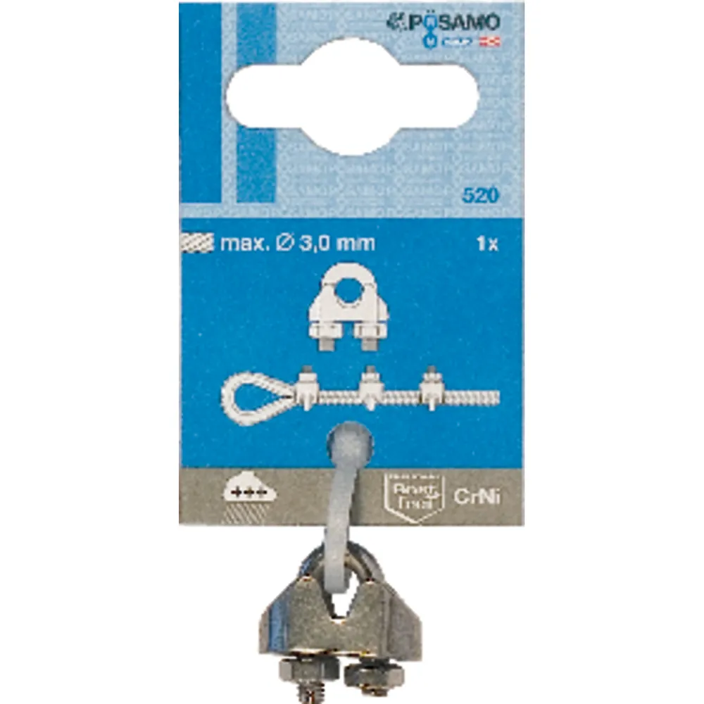 PÖSAMO Drahtseilklemme ehemalige DIN 741 A4 3,0mm/M4 1/8" Produktbild img1 L