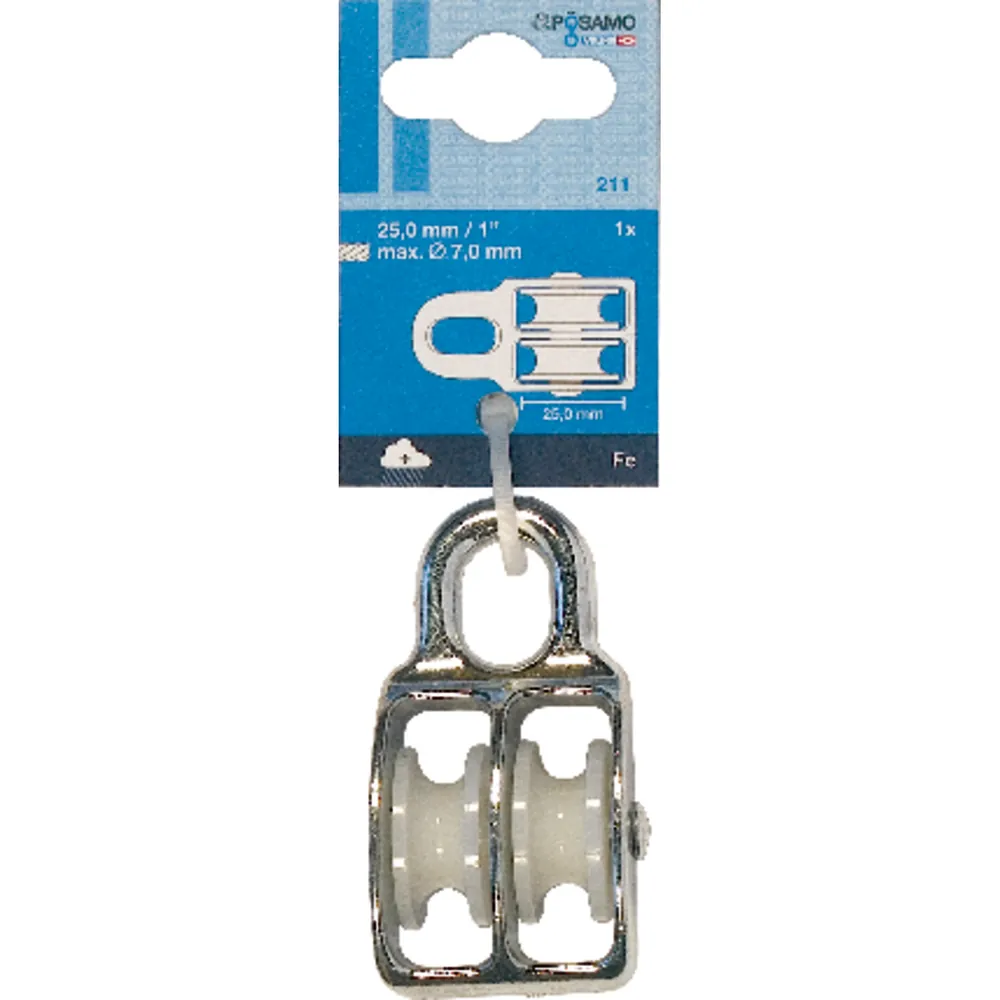 PÖSAMO Blockseilrolle doppelt für Seil 7mm 25mm a 1 Stück Produktbild img1 L