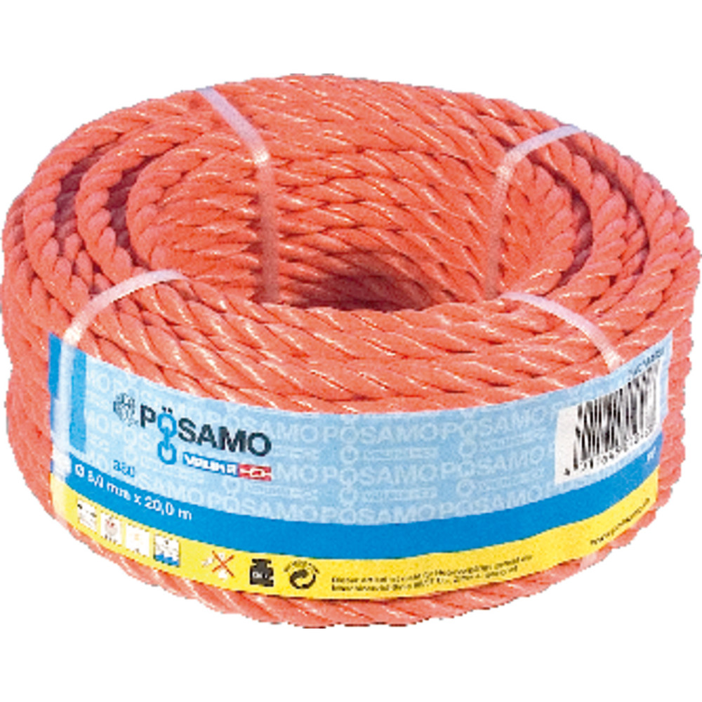 PÖSAMO PP-Seil 12mm gedreht orange SB-Ring 20m Produktbild img1 L