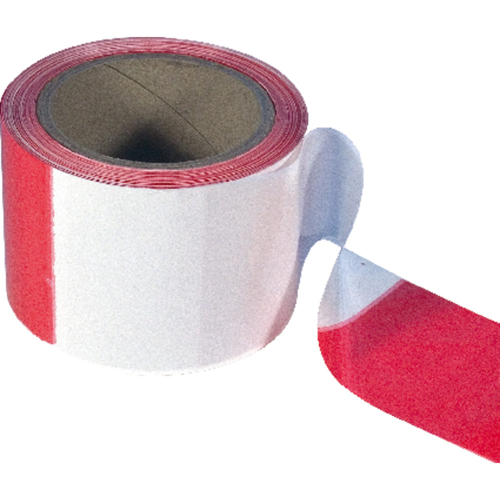 PÖSAMO Absperrband 60mm rot/weiß selbstklebend 66m Produktbild img1 L