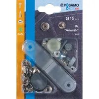 Produktbild von PÖSAMO - Druckknopf Anorack Messing silberfarbig 15mm a 8 Stück