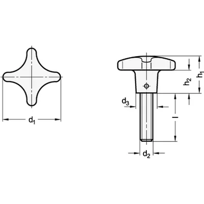 Produktbild von Ganter Norm® - Kreuzgriffschrauben, Aluminium, Gewindezapfen Edelstahl (6335.5-