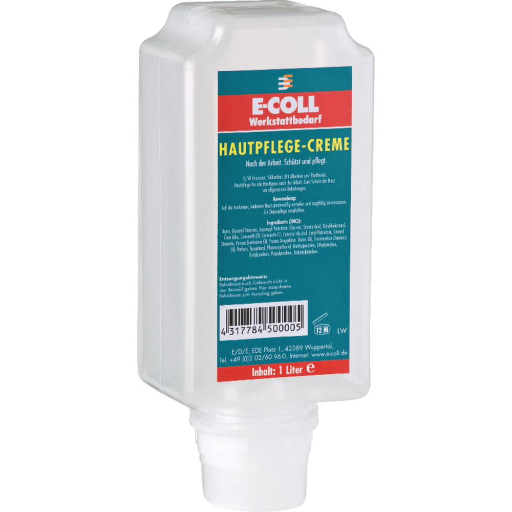E-COLL Hautpflegecreme nach Arbeit silikonfrei schwach fettend 1L Flasche Produktbild img2 L