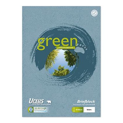 Produktbild von Ursus® - Briefblock Green 608585010 DIN A4 70g liniert weiß 50 Blatt