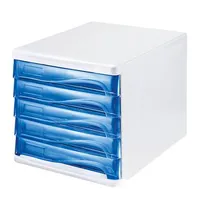Produktbild von helit - Schubladenbox economy H6129430 DIN A4-C4 lichtgrau/blau transparent