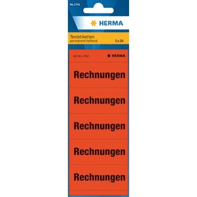 Produktbild von HERMA - Ordneretikett Rechnungen 1742 60x26mm rot 100er-Pack