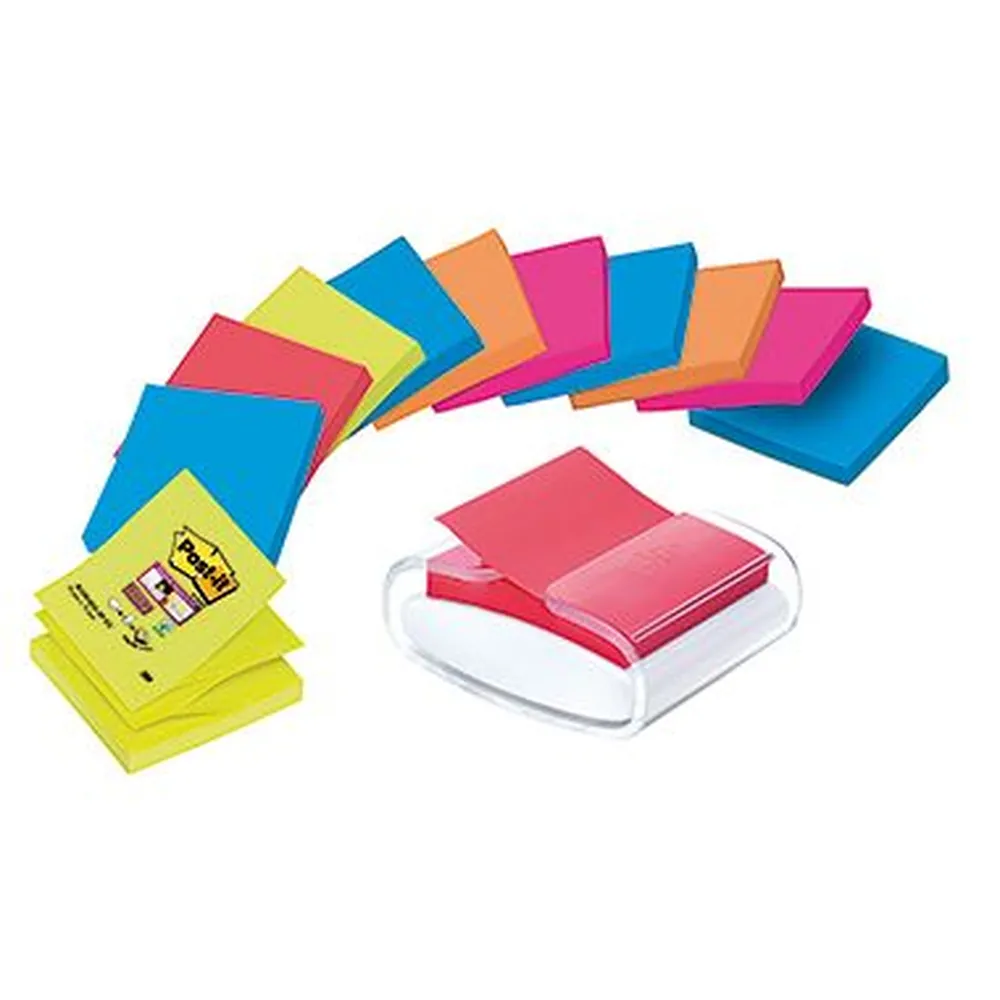 Post-it Haftnotizspender PRO-W12N weiß +12xSuper Sticky Z-Notes sort. Produktbild img1 L