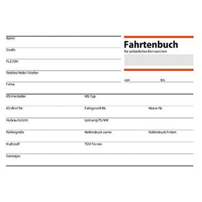 Sigel Fahrtenbuch A6 quer, für PKW, 40 Blatt