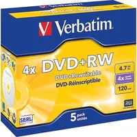 Produktbild von Verbatim® - DVD+RW 43229 4x 4,7GB 120Min. Jewelcase 5er-Pack