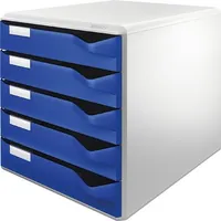 Produktbild von LEITZ® - Schubladenbox 52800035 DIN A4 5 Schubfächer lichtgrau/blau