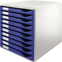 Produktbild von LEITZ® - Schubladenbox 52810035 DIN A4 10 Schubfächer lichtgrau/blau
